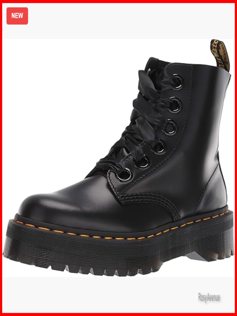 Leather Combat Boots With Air-Cushioned Sole, Round Toe, Lace-Up